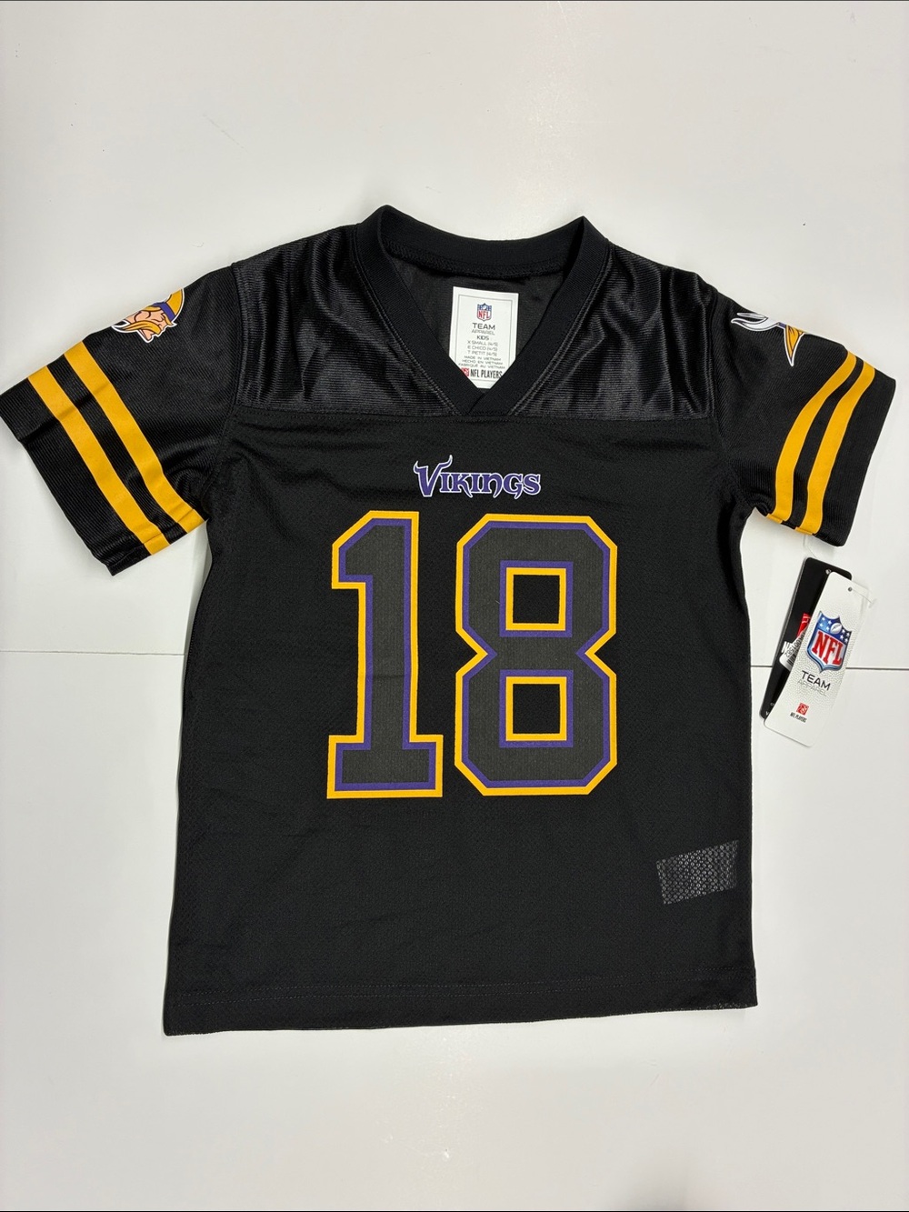 New NFL Team Apparel Kids Vikings Jersey JEFFERSON #18 Size XS